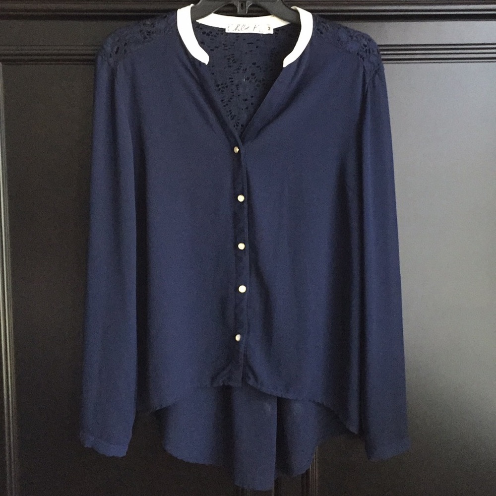 Pretty delicate navy blouse